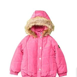 Bebe puffer jacket faux fur hood